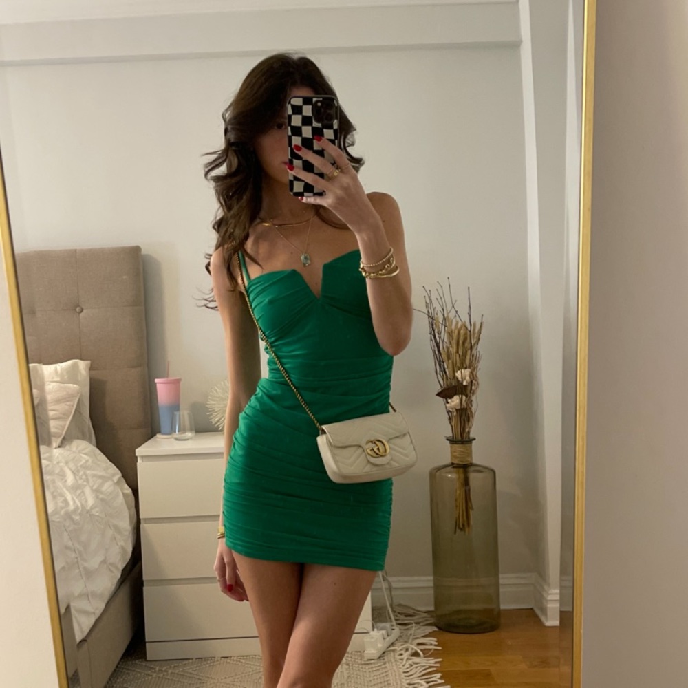 Green mini dress